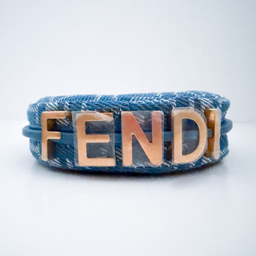 Fendi Nano Fendigraphy Mini Bag Woven Fabric Leather Blue Denim Effect - Picture 7 of 16